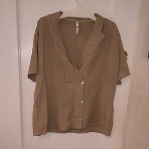 Zara | Women's Beige Button-Down Shirt